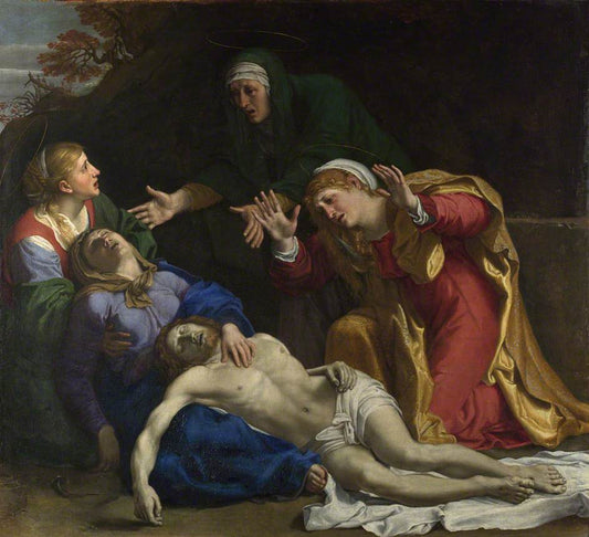 The Dead Christ Mourned, vintage artwork by Annibale Carracci, A3 (16x12") Poster Print
