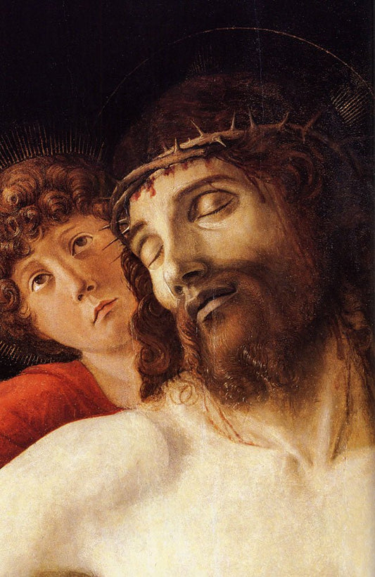 The Dead Christ Supported by  Two Angels [detail], vintage artwork by Giovanni Bellini, A3 (16x12") Poster Print