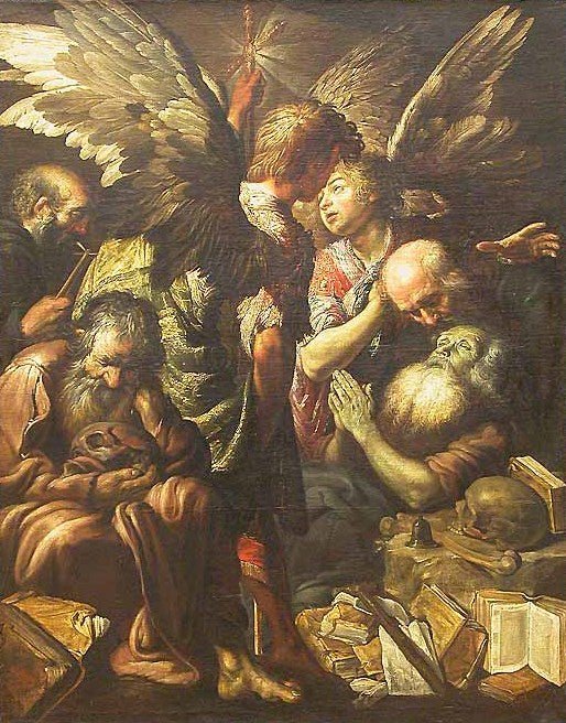 The Death of Saint Anthony ?, vintage artwork by Claude Vignon, 12x8" (A4) Poster