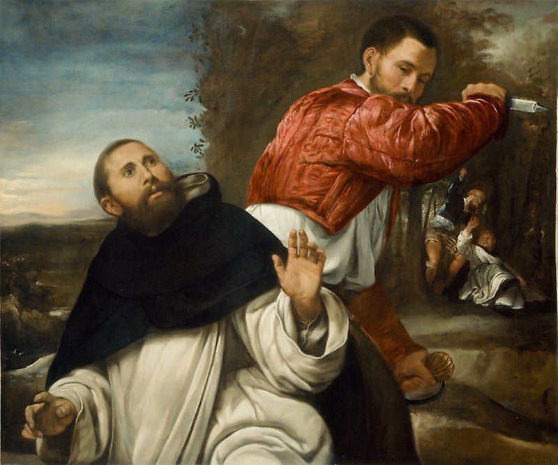 The Death of St. Peter Martyr, vintage artwork by Giovanni Girolamo Savoldo, A3 (16x12") Poster Print
