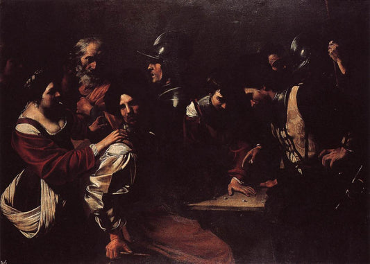 The Denial of St Peter, vintage artwork by Bartolomeo Manfredi, 12x8" (A4) Poster
