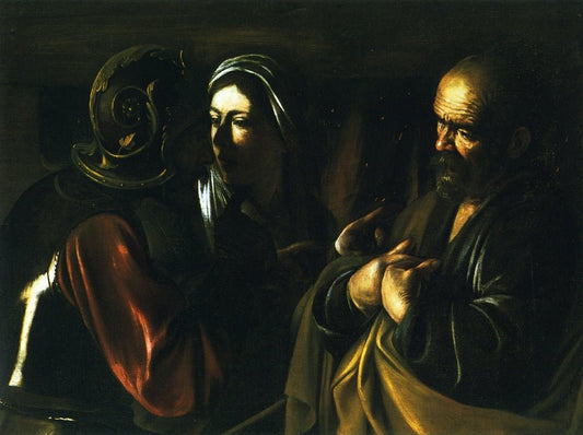 The Denial of St. Peter, vintage artwork by Caravaggio, 12x8" (A4) Poster