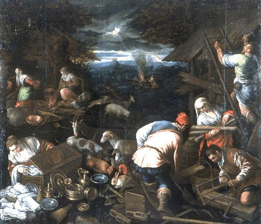 The Departure of the Arc, vintage artwork by Jacopo Bassano, A3 (16x12") Poster Print