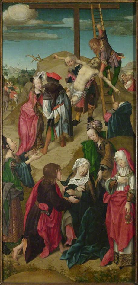 The Deposition - Diptych (Scenes from the Pasion of Christ):  Right Hand Panel, vintage artwork by Master of Delft, A3 (16x12") Poster Print