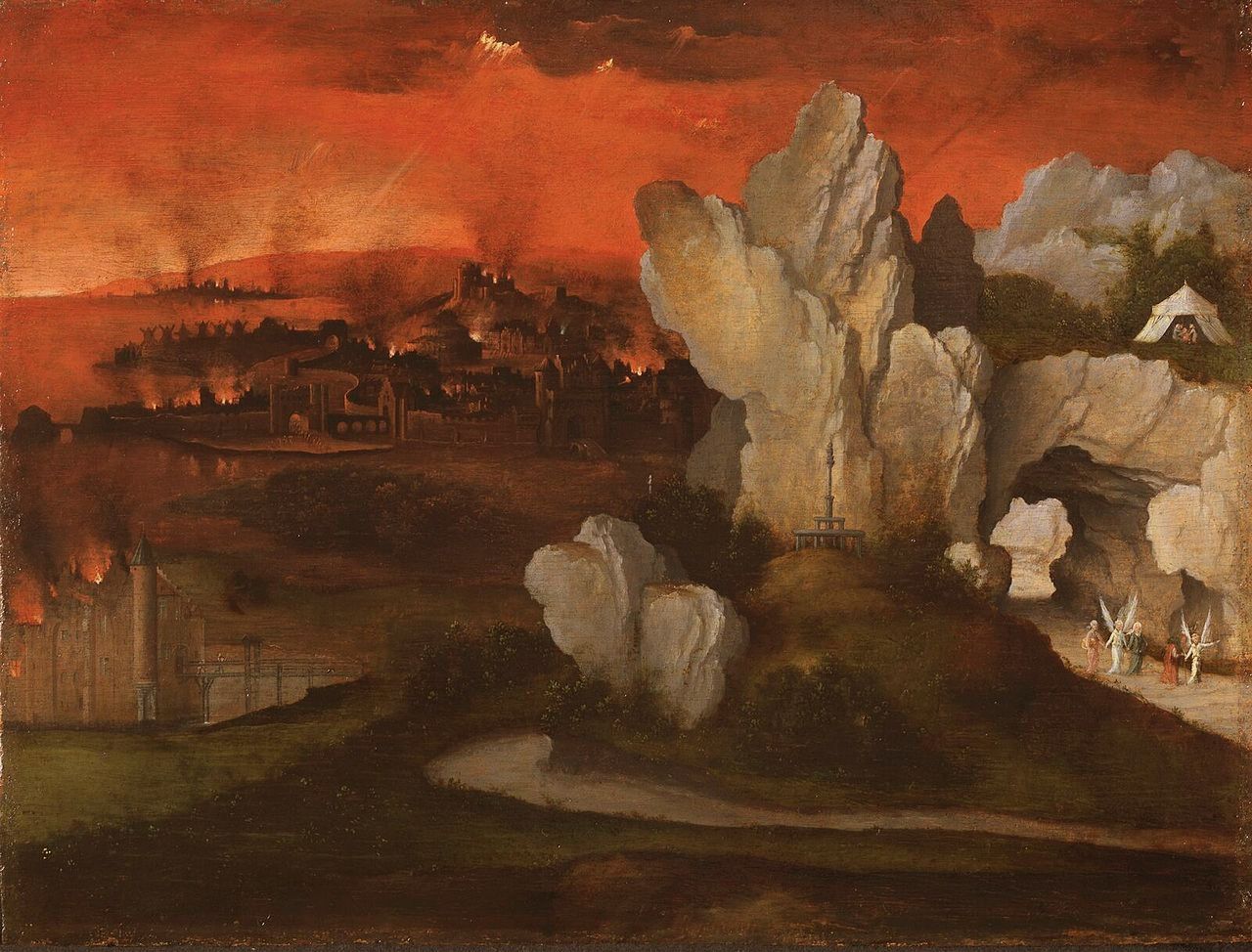The Destruction of Sodom and Gomorah, vintage artwork by Joachim Patinir, A3 (16x12") Poster Print