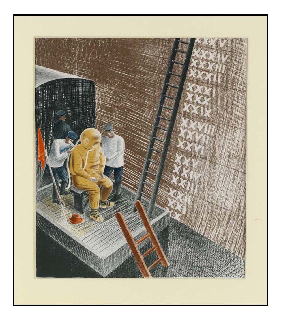 The Diver, 1941, HMS Dolphin Submarine, WW2 by Eric Ravilious, vintage art, A3 (16x12") Poster Print