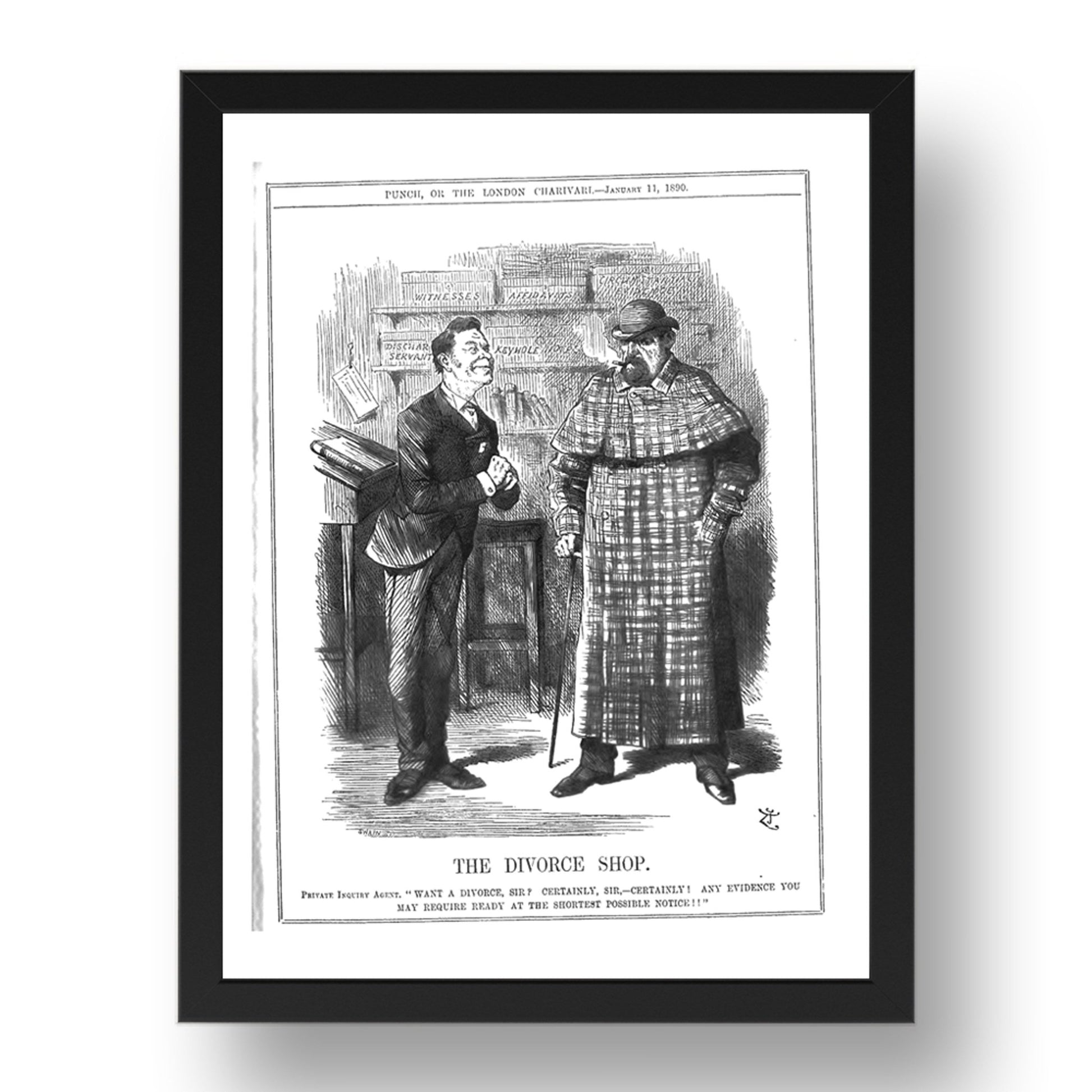 the divorce hop, vintage historic poster in 17x13"(A3) Frame