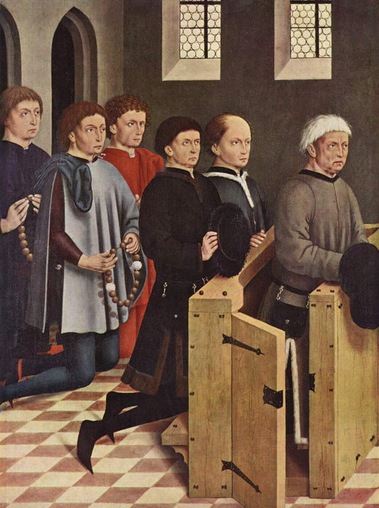 The Donor Jakob Fuchsart and His Sons (Outer left wing panel of the Saint George Altarpiece), vintage artwork by Friedrich Herlin, A3 (16x12") Poster Print