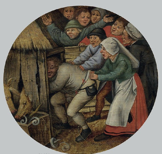 The Drunkard pushed into the Pigsty, vintage artwork by Pieter Brueghel the Younger, A3 (16x12") Poster Print