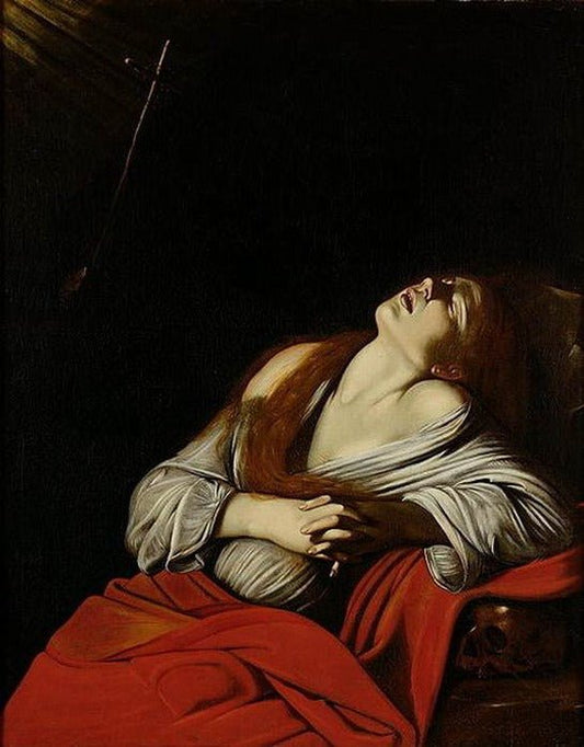 The Ecstasy of Mary Magdalen, vintage artwork by Louis Finson, 12x8" (A4) Poster