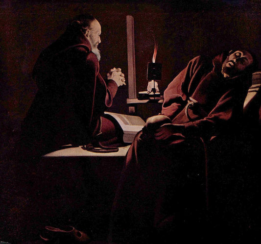 The Ecstasy of Saint Francis, vintage artwork by Georges de La Tour, 12x8" (A4) Poster
