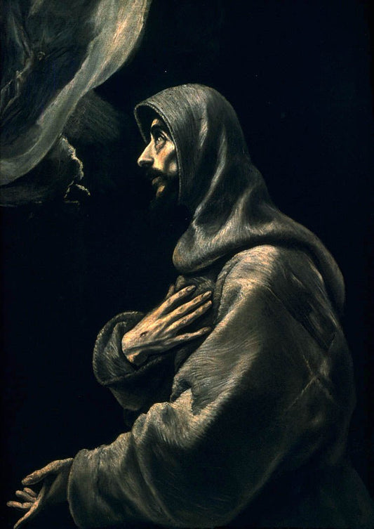 The Ecstasy of Saint Francis, vintage artwork by Workshop of El Greco, 12x8" (A4) Poster