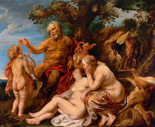 The Education of Jupiter, vintage artwork by Jacob Jordaens, 12x8" (A4) Poster