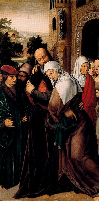 The embrace of St. Joachim and St. Anna, vintage artwork by Ambrosius Benson, A3 (16x12") Poster Print