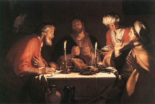 The Emmaus Disciples, vintage artwork by Abraham Bloemaert, 12x8" (A4) Poster