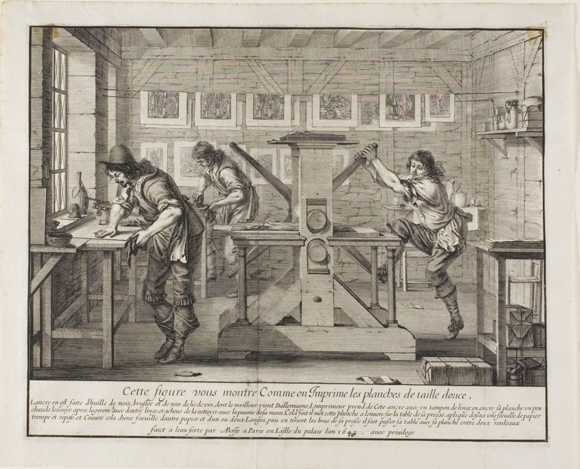 The Etcher's Press - The Printmaker's Shop by  Abraham Bosse,23x16"( A2 size ) Poster Print