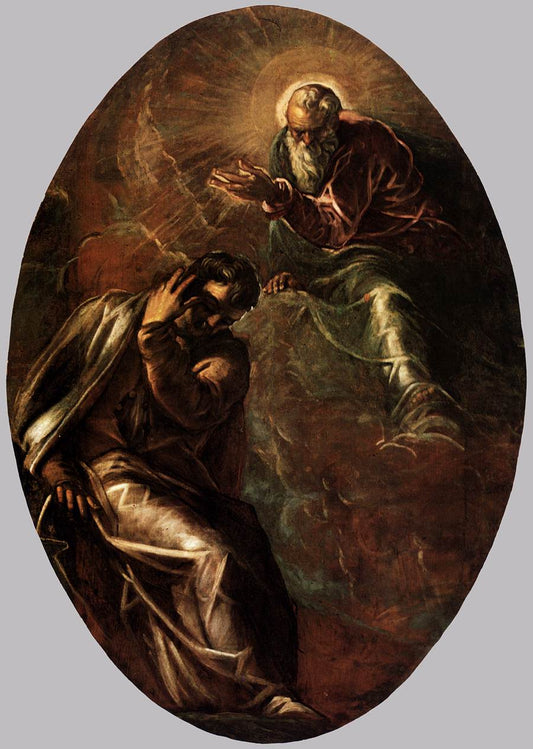 The Eternal Father Appears to Moses, vintage artwork by Tintoretto, A3 (16x12") Poster Print