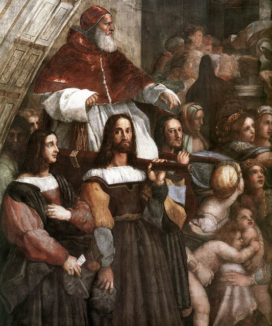 The Expulsion of Heliodorus from the Temple (detail 1) (Stanza di Eliodoro), vintage artwork by Raphael, A3 (16x12") Poster Print