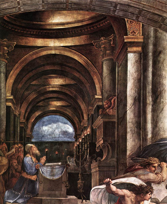 The Expulsion of Heliodorus from the Temple (detail 2) (Stanza di Eliodoro), vintage artwork by Raphael, A3 (16x12") Poster Print