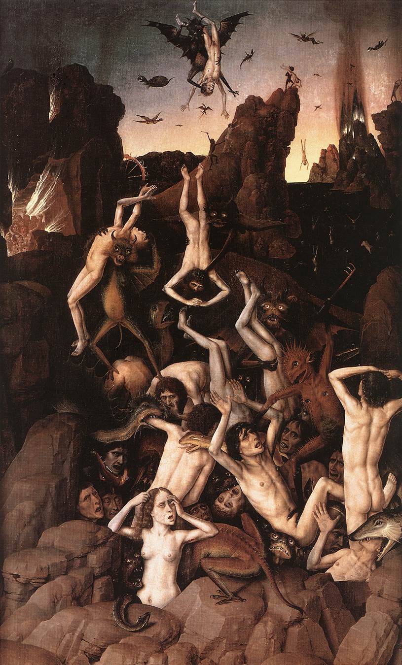 The Fall into Hell, vintage artwork by Dieric Bouts, A3 (16x12") Poster Print
