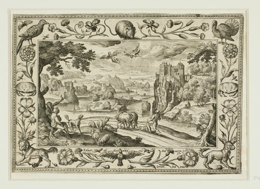 The Fall of Icarus, from Landscapes with Old and New Testament Scenes and Hunting Scenes by  Adriaen Collaert (Flemish, c. 1560–1618) , 23x16"( A2 size ) Poster Print