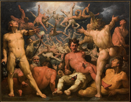 The Fall of the Titans, vintage artwork by Cornelis van Haarlem, A3 (16x12") Poster Print