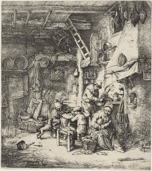 The Family by  Adriaen van Ostade, 23x16"( A2 size) Poster Print