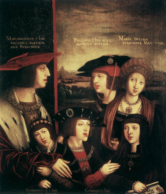 The Family of Maximilian I, vintage artwork by Bernhard Strigel, A3 (16x12") Poster Print