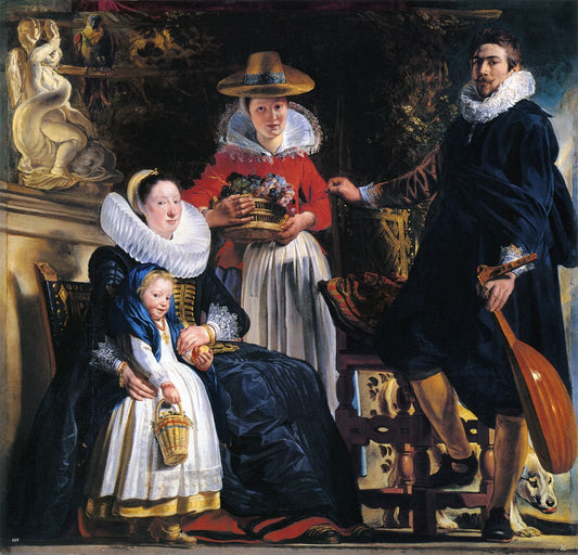 The Family of the Artist, vintage artwork by Jacob Jordaens, 12x8" (A4) Poster