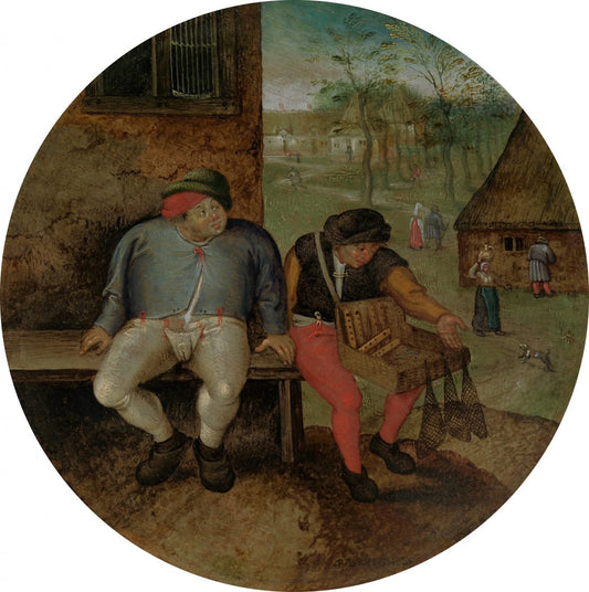 The Fat Peasant and the Peddler: a Flemish Proverb, vintage artwork by Pieter Brueghel the Younger, A3 (16x12") Poster Print