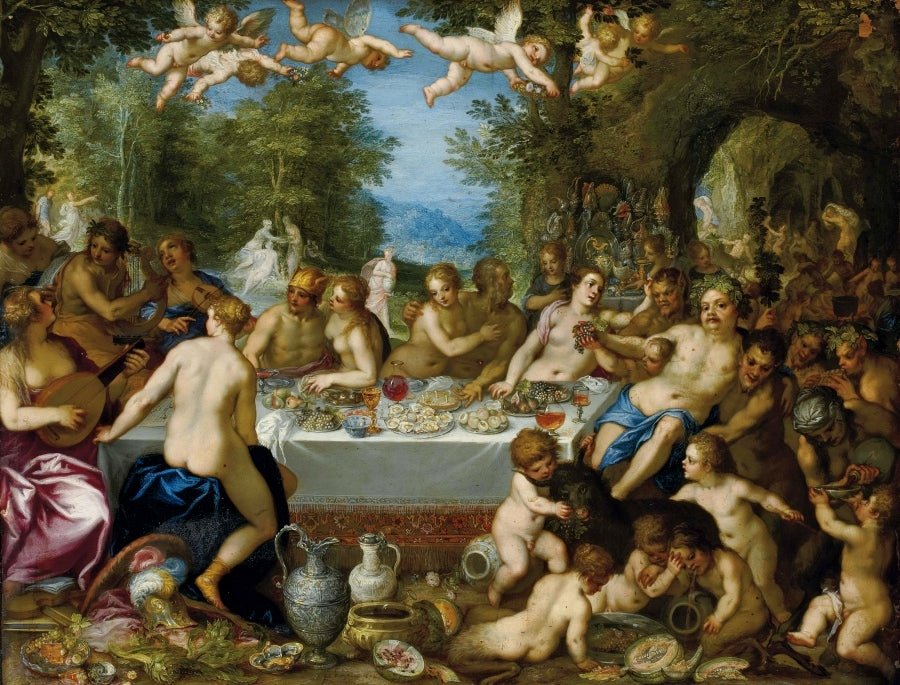 The Feast of the Gods: the Marriage of Bacchus and Ariadne, vintage artwork by Hans Rottenhammer, A3 (16x12") Poster Print
