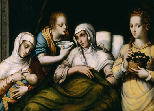 The Feast of the Nativity of the Blessed Virgin Mary, vintage artwork by Luis de Morales, A3 (16x12") Poster Print