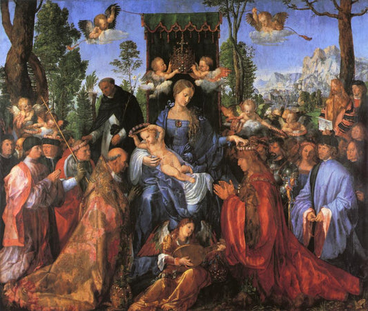 The Feast of the Rose Garlands, vintage artwork by Albrecht Dürer, A3 (16x12") Poster Print