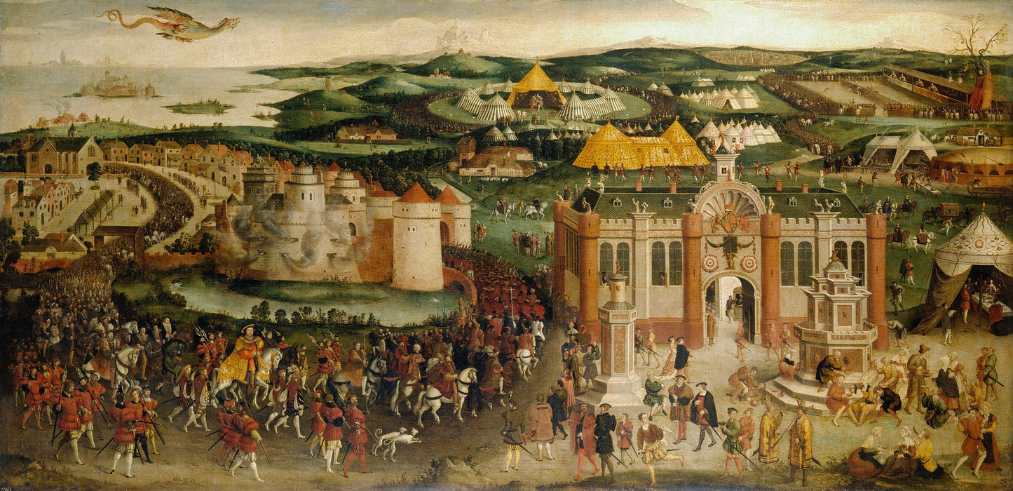 The Field of the Cloth of Gold, vintage artwork by British School 16th Century - Unknown, A3 (16x12") Poster Print