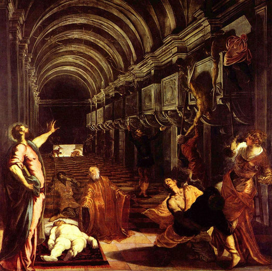 The Finding of the Body of Saint Mark, vintage artwork by Tintoretto, A3 (16x12") Poster Print