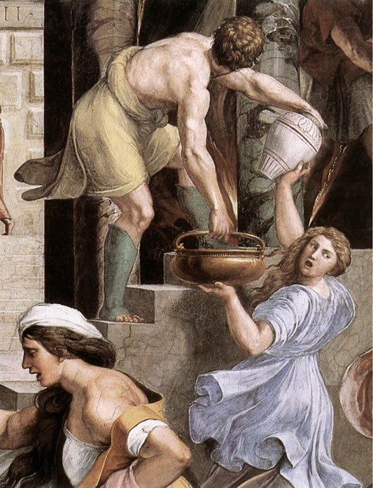 The Fire in the Borgo (detail 2) (Stanza dell'Incendio di Borgo), vintage artwork by Raphael, A3 (16x12") Poster Print
