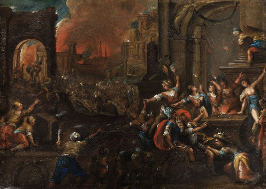 The Fire of Troy, vintage artwork by Gillis van Valckenborch, A3 (16x12") Poster Print