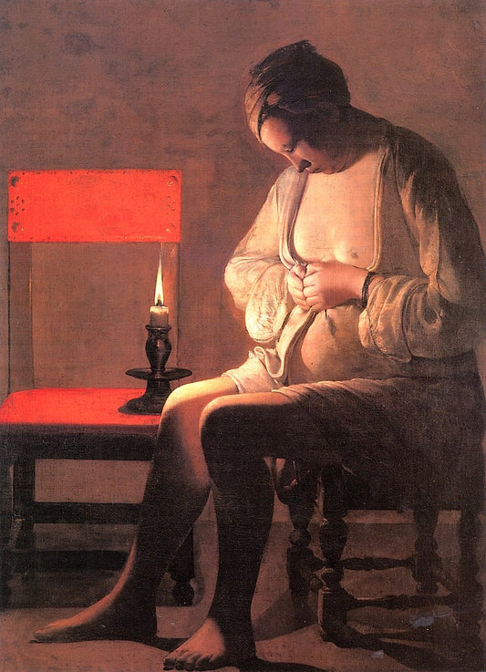 The Flea Catcher, vintage artwork by Georges de La Tour, 12x8" (A4) Poster
