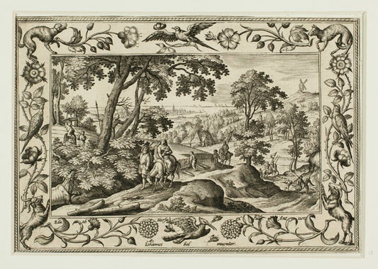 The Flight into Egypt, from Landscapes with Old and New Testament Scenes and Hunting Scenes by  Adriaen Collaert (Flemish, c. 1560–1618) , 23x16"( A2 size) Poster Print