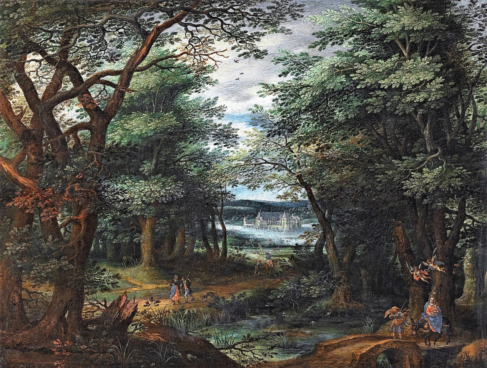 The Flight into Egypt (Matthew 2:13-15), vintage artwork by Denijs van Alsloot, 12x8" (A4) Poster