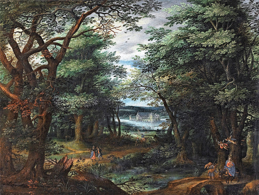 The Flight into Egypt (Matthew 2:13-15), vintage artwork by Denijs van Alsloot, 12x8" (A4) Poster