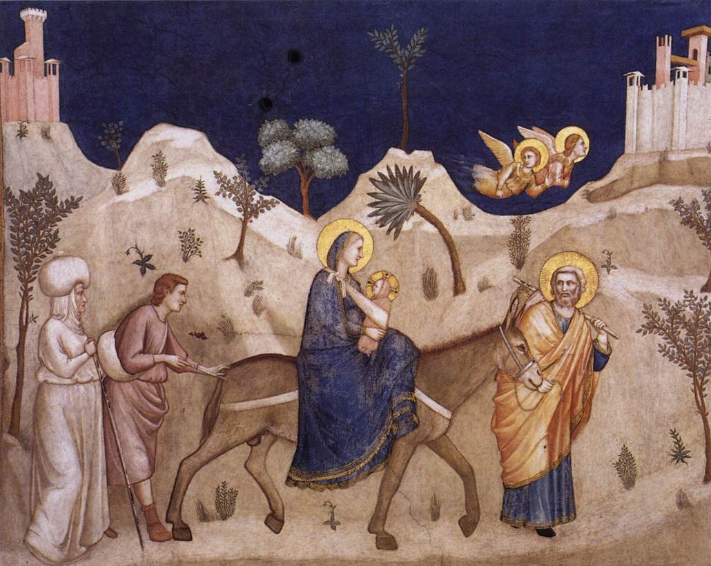 The Flight into Egypt (North transept, Lower Church, San Francesco, Assisi), vintage artwork by Giotto, 12x8" (A4) Poster