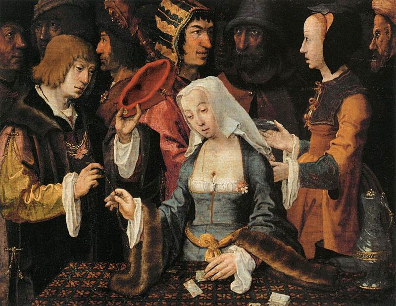 The Fortune Teller by Lucas van Leyden, vintage art, modern poster print