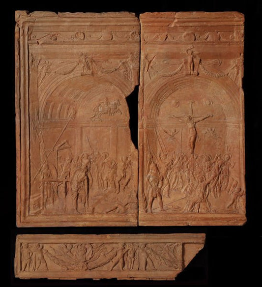 The Forzori Altar: Flagellation and Crucifixion, vintage artwork by Donatello, A3 (16x12") Poster Print