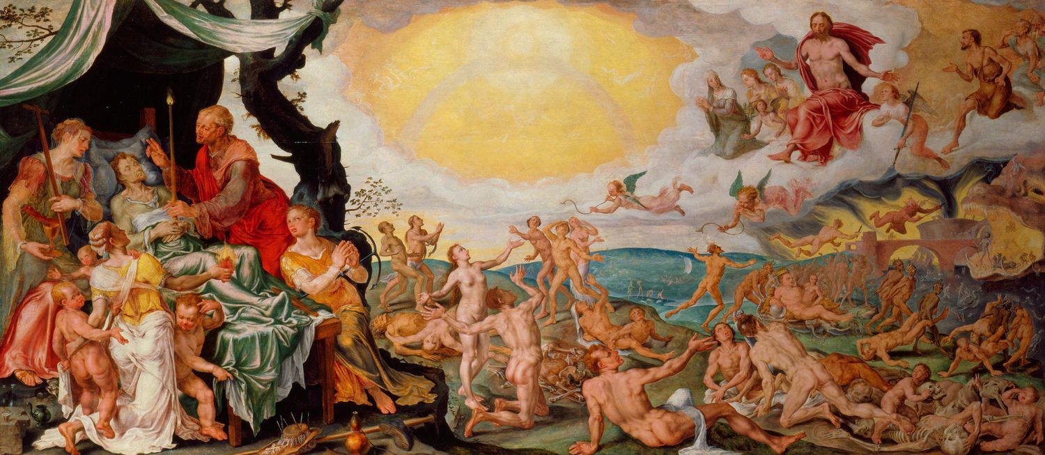 The Four Last Things - Death, Judgement, Heaven and Hell, vintage artwork by Maerten van Heemskerck, A3 (16x12") Poster Print