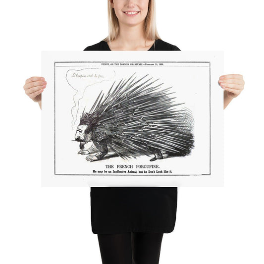 The French Porcupine, Napoleon III, L'empire c'est la paix, bayonets, rifles, Historic Poster, 1859, Photo paper poster