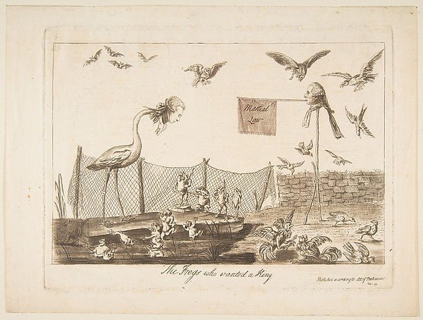 The Frogs Who Wanted a King July 14, 1789-Anonymous, British, , vintage art, A3 (16x12") Poster Print
