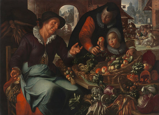 The Fruit and Vegetable Seller, vintage artwork by Joachim Wtewael, A3 (16x12") Poster Print