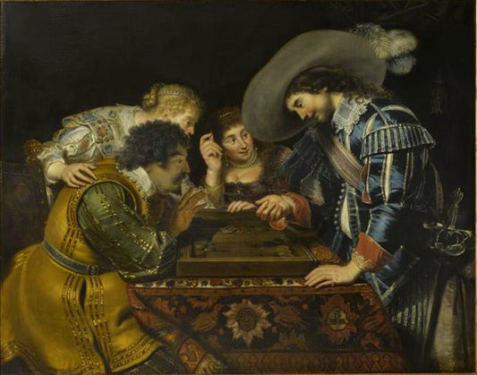 The Game of Backgammon, vintage artwork by Cornelis de Vos, 12x8" (A4) Poster