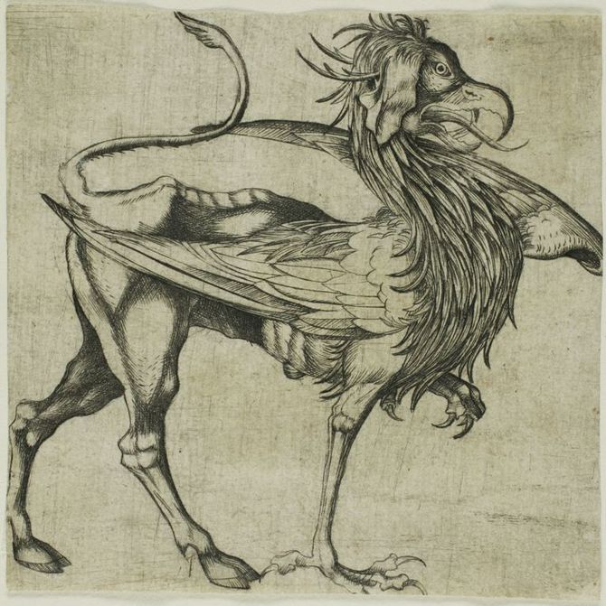 The Griffin, vintage artwork by Martin Schongauer, A3 (16x12") Poster Print